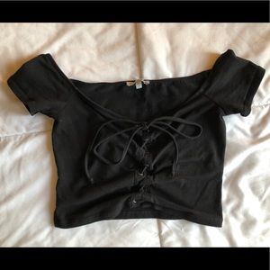 Extra cropped lace-up top